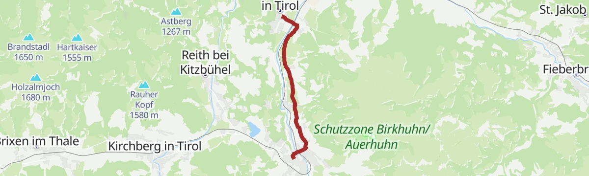 Route map: Von Oberndorf über den Römerweg nach Kitzbühel